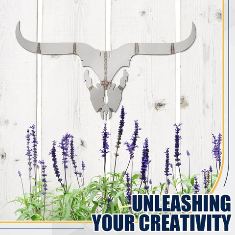 Hands On Welding Practice Kit For Beginners With Pre Cut 201 Carbon Steel Plates To Build A Deer Head Sculpture Ideal For TIG MIG ARC And Stick Welding Training A Great DIY Gift For Welders Enthusiasts pictured on a wooden background with purple flowers.