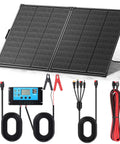 200 Watt Foldable Solar Panel Kit Delivering Top Shelf 23.5 Percent Efficiency And Ultra Light Tempered Glass Tied To A Rock Solid Pwm Controller With Ip68 Waterproof Rating For Road Trip Ready Rv Adventures And Off Grid Camping Power with solar charger and connectors.
