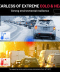 Cars in extreme cold and heat, illustrating durability of Front Hood Lift Supports Gas Spring Set For Lincoln Mark LT And 2004 to 2008 F150.