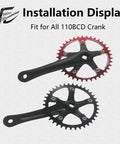 56T Black Narrow Wide Bike Chainring For 8 To 12 Speed Road Bikes, 110 BCD Round Aluminum Alloy with red and black options.