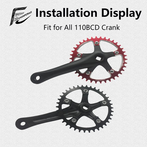56T Black Narrow Wide Bike Chainring For 8 To 12 Speed Road Bikes, 110 BCD Round Aluminum Alloy with red and black options.