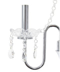 Close-up of Trendy Romantic Sheer Shade Hanging Crystals Table Lamp In Black With Chrome Finish, featuring draping crystals detail.