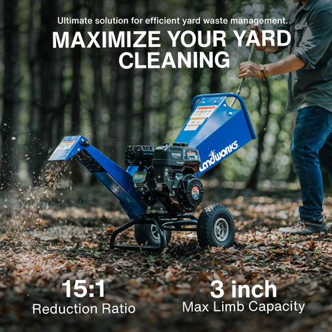 Beast 7HP Gas Powered Wood Chipper Shredder Mulcher For Yards Heavy Duty 3 Inch Max Capacity outdoors in use