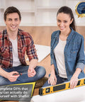 Two people using 24 Inch Digital Level With Slope Readings For Degrees And Percent Electronic Level Tool With Pro Grade Precision.