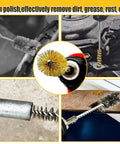 Eight Piece Bore Brush Set For Drills With 304 Stainless Steel And Brass Brushes cleaning various surfaces