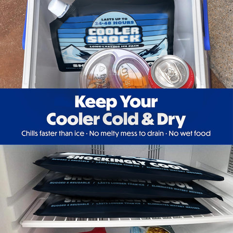 Four Pack 10x10 Inch Cooler Ice Packs With Screw Cap No Ice Needed 18 Degrees F Phase Change Reusable Water Activated Cold Packs