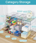 Crystal Clear 16 Drawer Acrylic Organizer Set For Office Supplies, Makeup, Jewelry And Craft Storage on a desk