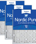 Three-pack Pleated MERV 12 Air Filter 20x24x2 with Actual 19.38x23.38x1.75 for high efficiency HVAC, allergies, and asthma relief