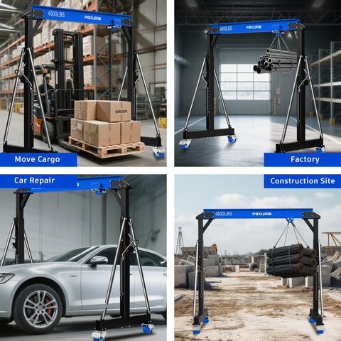 Beefed Up 2 Ton Gantry Crane Up To 4500 Lbs Capacity Adjustable Height 8.53 To 12.47 Ft portable shop hoist in various settings