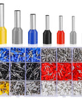 Insulated Copper Wire Ferrules Kit With Crimp Connectors And Cord End Terminals Crimp Pins 2100 Pieces For AWG 22 0.4mm2 Up To AWG 10 6.0mm2 Electrical Terminal Kit All In One For Auto Electronics
