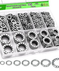 Internal Tooth Star Lock Washers Assortment Kit 550 Pcs M2.5 M12 Stainless Steel 304 in plastic case