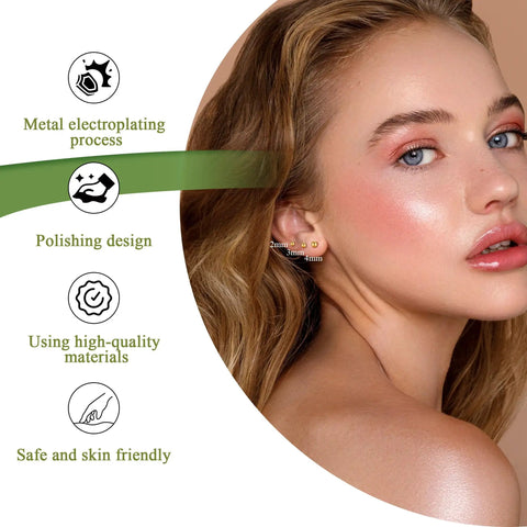 Gold Flat Back Stud Earrings Set With 9 Pairs Screw Back Minimalist Everyday Vibe Cartilage Jewelry For Women And Men Hypoallergenic Tiny Studs In Star Heart Moon Ball Disc Designs 3mm 4mm 5mm Sleeper Earring Set, 2mm-4mm studs