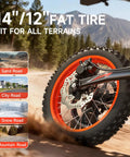 X1 Spark Electric Dirt Bike 60V 28.8Ah Battery 4500W Peak Motor Delivers 50 MPH all terrain fat tire close-up
