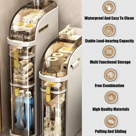 Slick Rolling Storage Cart Featuring Smooth Slide Out Acrylic Compartments And A Removable Ventilated Lid For Keeping Your Space Fresh And Totally Sorted