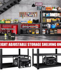 Beefy 5 Tier Heavy Duty Wire Garage Shelving System 72 By 59 By 20 Inch 2500 Lbs Capacity Adjustable in garage with tools and items