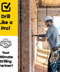 SDS Plus carbide-tipped rotary hammer core bit, 45 mm, shown drilling into brick wall.