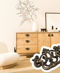 3 Inch Center To Center Bail Drawer Pull Antique Bronze Swing Handle on wooden dresser in modern room