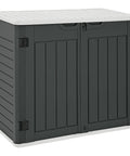 Outdoor Resin Storage Shed With Multi Opening Doors Easy Access Weatherproof Lockable 35 Cu Ft Capacity for dark gray storage