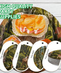 Deer Hunting Party Tableware Set For Men And Women, 250 Pieces Camouflage Forest Theme plate with pastries and quality tags