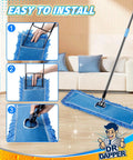 Top Shelf 3 Pack 36 Inch Microfiber Dust Mop Replacement Head installation process showing attachment to mop frame.