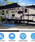 Heavy Duty RV Awning Gas Struts For Power Awnings With 69 To 78 Inch Arm shown on travel trailer setup