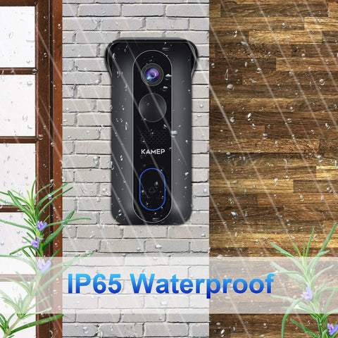 Wireless Doorbell Camera With Chime 2K QHD Video Two Way Audio Motion Detection With PIR Infrared Night Vision Black IP65 Waterproof