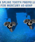 Ten And One Half By Thirteen Inch Aluminum Outboard Propeller For Mercury Outboard Engines 30 To 70HP Right Hand Three Blade Spline