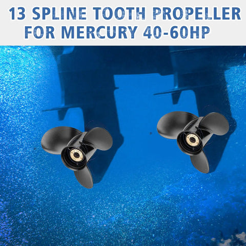 Ten And One Half By Thirteen Inch Aluminum Outboard Propeller For Mercury Outboard Engines 30 To 70HP Right Hand Three Blade Spline