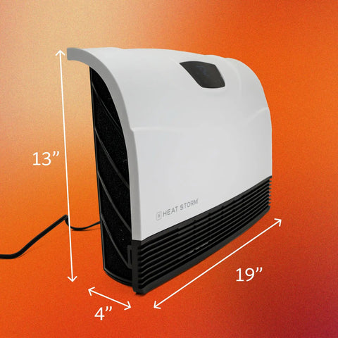 WiFi Infrared Wall Mounted Heater with Remote Touchscreen Digital Thermostat shown at 13 x 19 x 4 inches