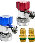 R134a Car AC Adapter Fittings With Adjustable Quick Couplers For High And Low Side, Pro Grade Line Repair Tool Kit