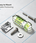Mini Bubble Spirit Levels, 3 Pcs 30 X 9Mm Layout Tools with screws and bracket on a flat surface.
