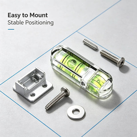 Mini Bubble Spirit Levels, 3 Pcs 30 X 9Mm Layout Tools with screws and bracket on a flat surface.