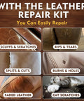 Leather Repair Kit for Furniture and Car Interiors fix scratches tears holes peeling with quick drying adhesive DIY restoration