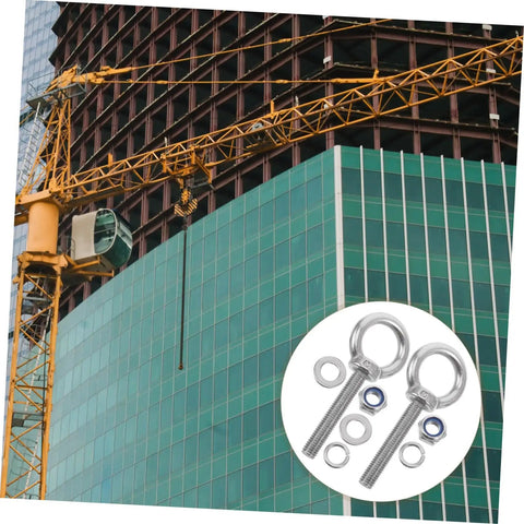 Stainless Steel M10x60 Eyebolt Kit With Nuts And Washers For Concrete Anchors Includes Flat Washer And Spring Washer on building crane