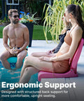 Foldable Adult Flip Seat Portable Outdoor Chair With Back Support for poolside seating, two people sitting comfortably next to pool
