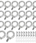 20 Pack Stainless Steel M6 Eye Bolts With Nuts And Washers For Lifting And Suspension Shoulder Ring Eyebolts With Male Threads