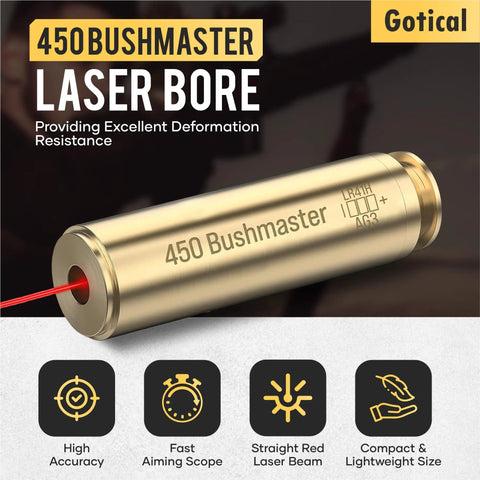 Laser Bore Sight For Rifle With Six Batteries Included, Red 635nm Class IIIa Laser, 5mW Output, Sighting Range 15 To 100 Yards, Aluminum