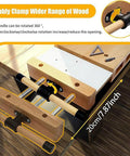 Heavy Duty Portable Woodworking Bench Vise With Adjustable Screw Handle For Hardwood Clamp On Workbench showing 360° rotating handle.