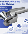 Beefy 4 Inch Stainless Steel Cable Puller Sheave For Heavy Duty Conduit Feeding in rugged installation setting.