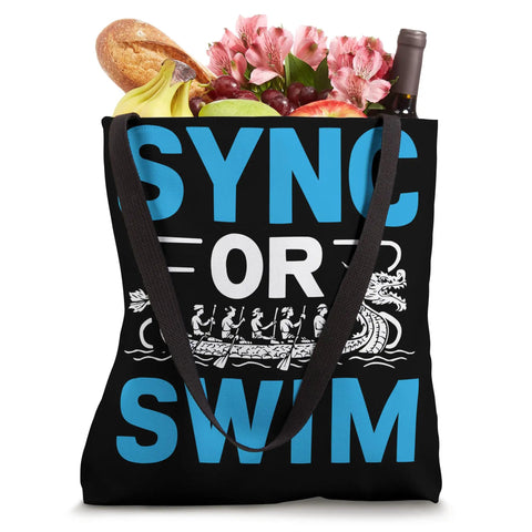 Dragon Boat Paddler Tote Bag For Dragonboating Enthusiasts, Race Day Carryall, Synchronous Paddling Crew Gear with SYNC OR SWIM design