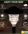 Low Voltage Landscape Lights Six Pack With Stakes And Quick Connectors LED Outdoor Pathway Lights For Yard Garden Walkways Waterproof Metal Black Lit Glow showing light features