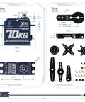 Specifications and components of Beefy Brushless High Torque RC Servo Motor With Digital Stainless Steel Gears Waterproof 8.4V.