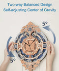 Dope Wooden Clock Kit 3D Mechanical Puzzle For Adults displayed with hands adjusting the pendulum angle, emphasizing balance.