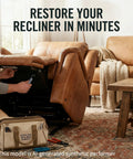 Hassle Free Two Pack 3-5/8 Inch Recliner Tension Spring Replacement in use on a recliner for quick repair and comfort restoration.