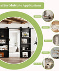 Two Panel 84 Inch Tall Sliding Barn Door With Shelf Style Look, 72 Inch Wide, 36x2 Configuration, Installed in Bedroom
