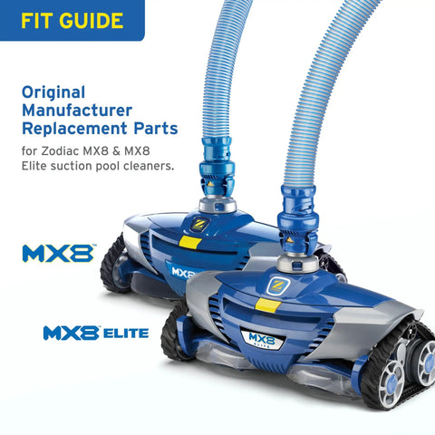 MX8 And MX8 Elite Pool Cleaner Tune Up Kit with two blue and gray suction cleaners and hoses displayed