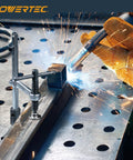 Heavy Duty Welding Clamp With T Handle, 6-1/2 Inch Opening And 3-1/4 Inch Throat Depth, used on welding table with sparking torch