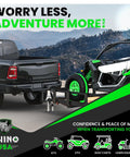 Heavy duty E Track ratchet tie down straps securing an ATV on a truck trailer, showcasing reliable locking power for tough hauling.