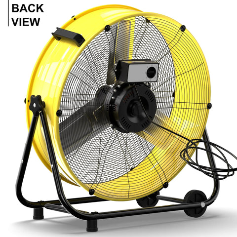 Back view of the Beastly Industrial 30 Inch Drum Fan With 14000 CFM High Velocity Airflow 550W 3 Speed Heavy Duty Metal Floor Circulator