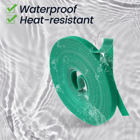 Six Roll Green Plant Tape Set For Garden Support, underwater showing waterproof and heat-resistant features, 0.47 inch wide